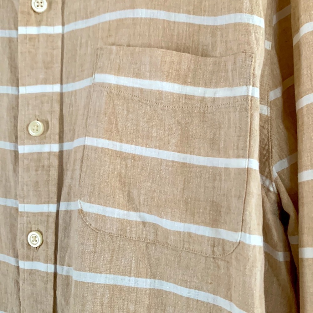 Best Made Co. Linen Cotton Shirt Men's Tan & White Plaid Button Down Size XL - Picture 2 of 11